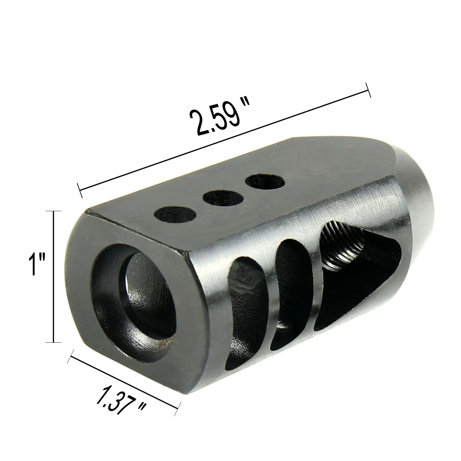49/64x20 Competition Grade Tanker Muzzle Brake, Steel with Black Phosphate Finish for .50 Beowulf - Image 3