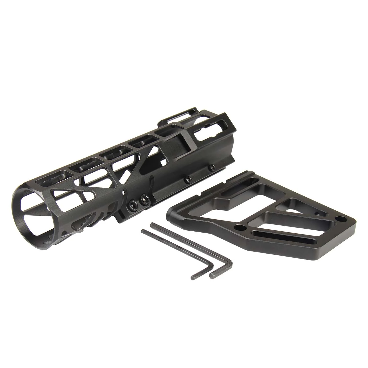 Skeletonized AR Pistol Brace + Pistol Buffer Tube - Aluminum - Image 4