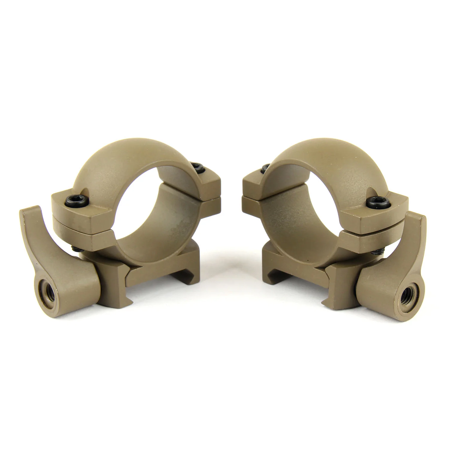 TAN 1" Diameter Scope Rings with Quick Detach Lever for Picatinny & Weaver - Image 10