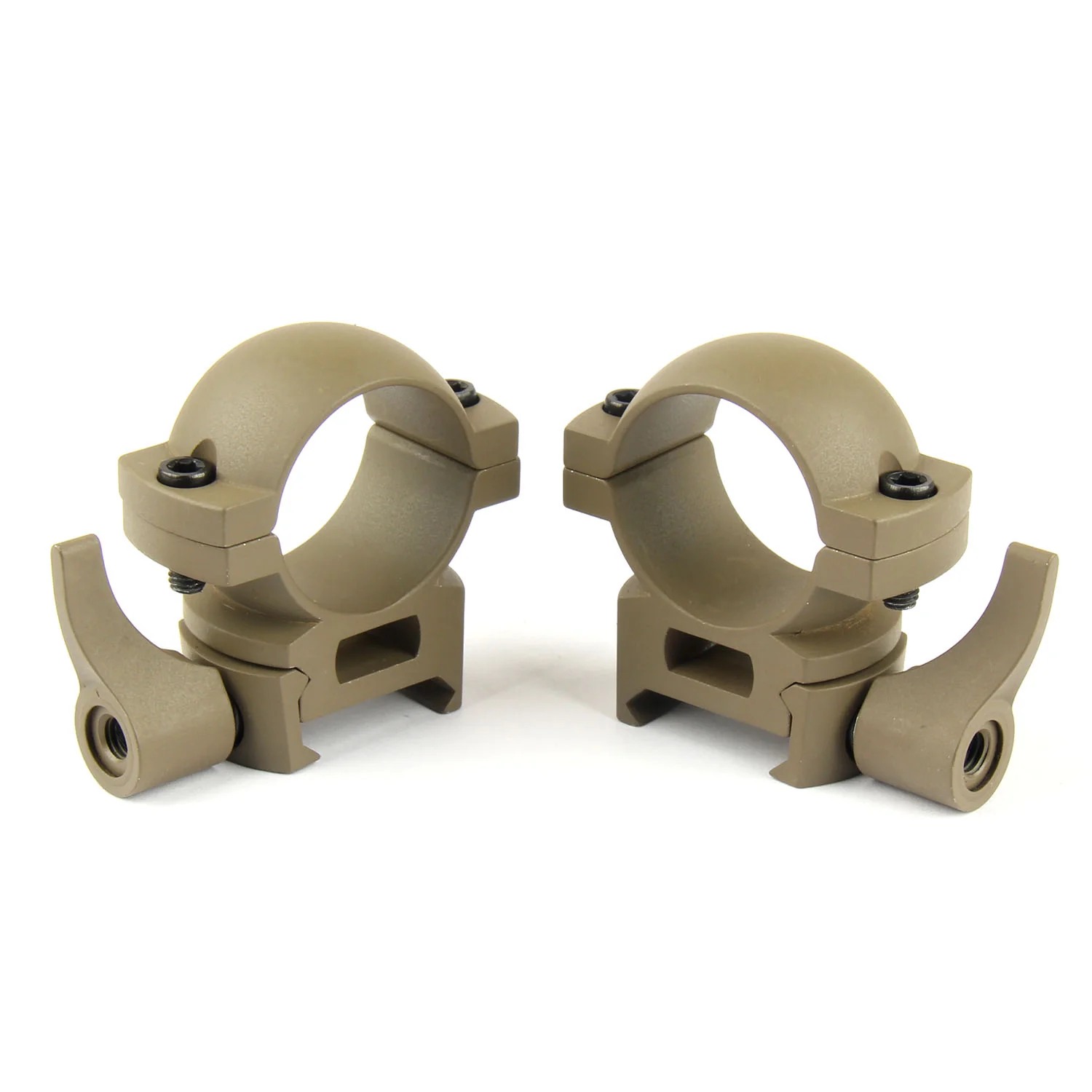 TAN 1" Diameter Scope Rings with Quick Detach Lever for Picatinny & Weaver - Image 14