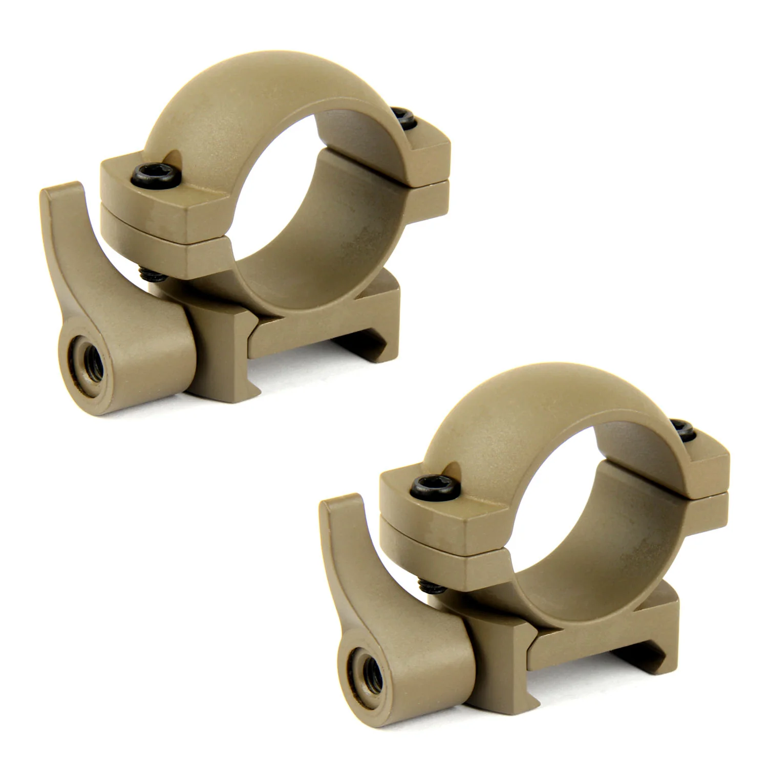 TAN 1" Diameter Scope Rings with Quick Detach Lever for Picatinny & Weaver - Image 4