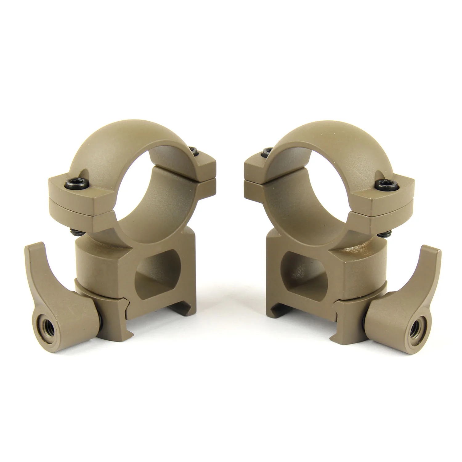 TAN 1" Diameter Scope Rings with Quick Detach Lever for Picatinny & Weaver - Image 6