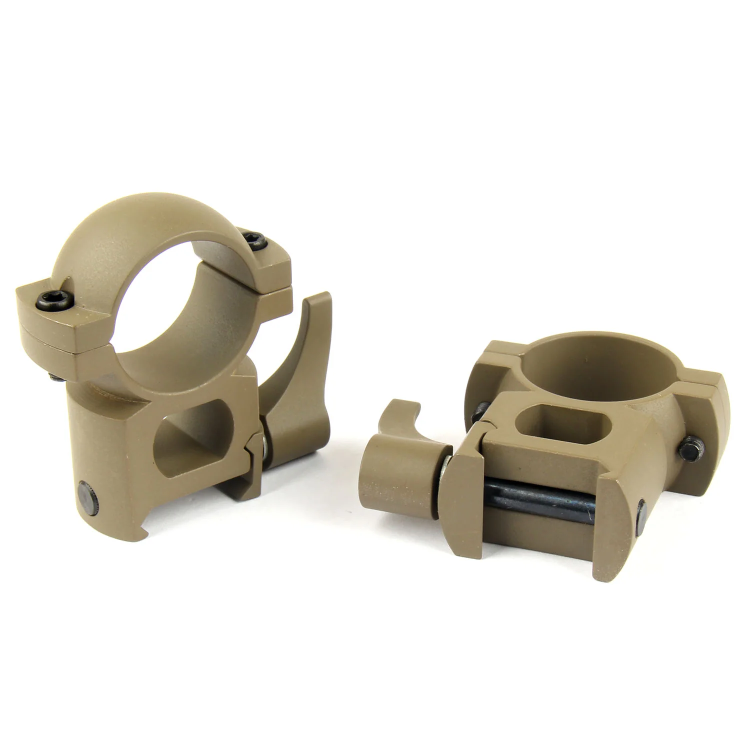 TAN 1" Diameter Scope Rings with Quick Detach Lever for Picatinny & Weaver - Image 7