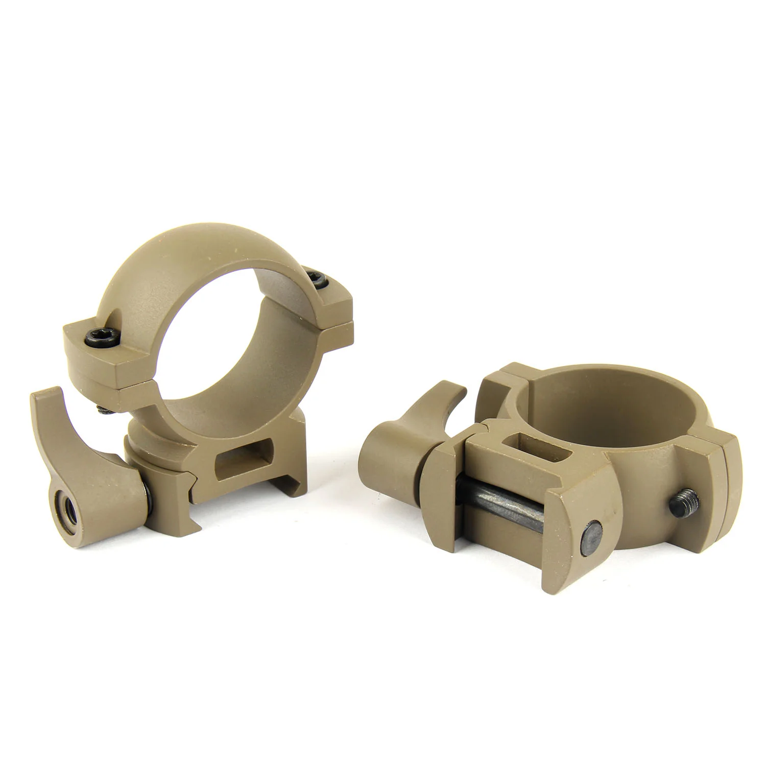 TAN 30mm Diameter Scope Rings w/ Quick Detach Lever for Picatinny & Weave - Image 14