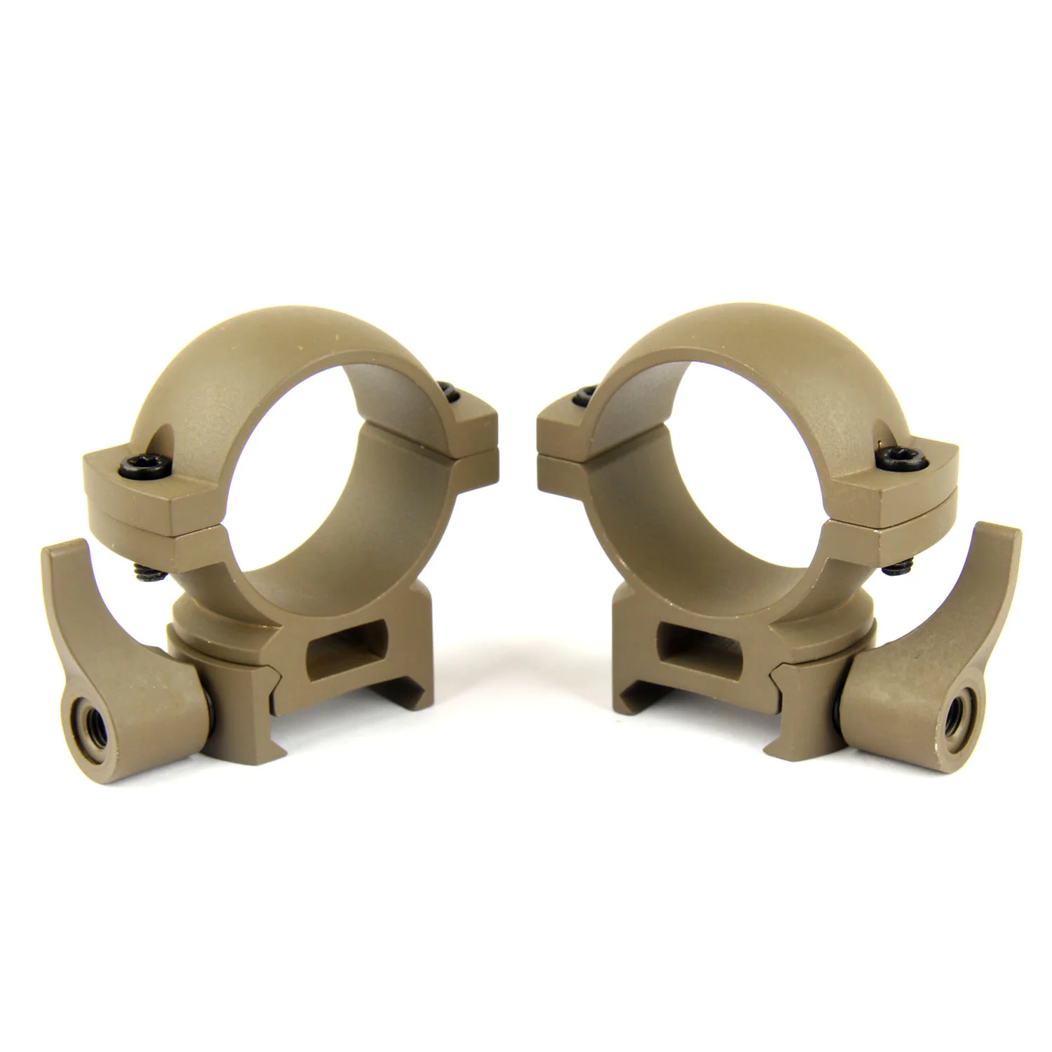 TAN 30mm Diameter Scope Rings w/ Quick Detach Lever for Picatinny & Weave - Image 15