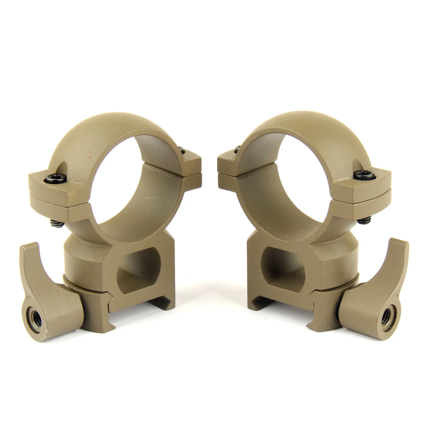 TAN 30mm Diameter Scope Rings w/ Quick Detach Lever for Picatinny & Weave - Image 7