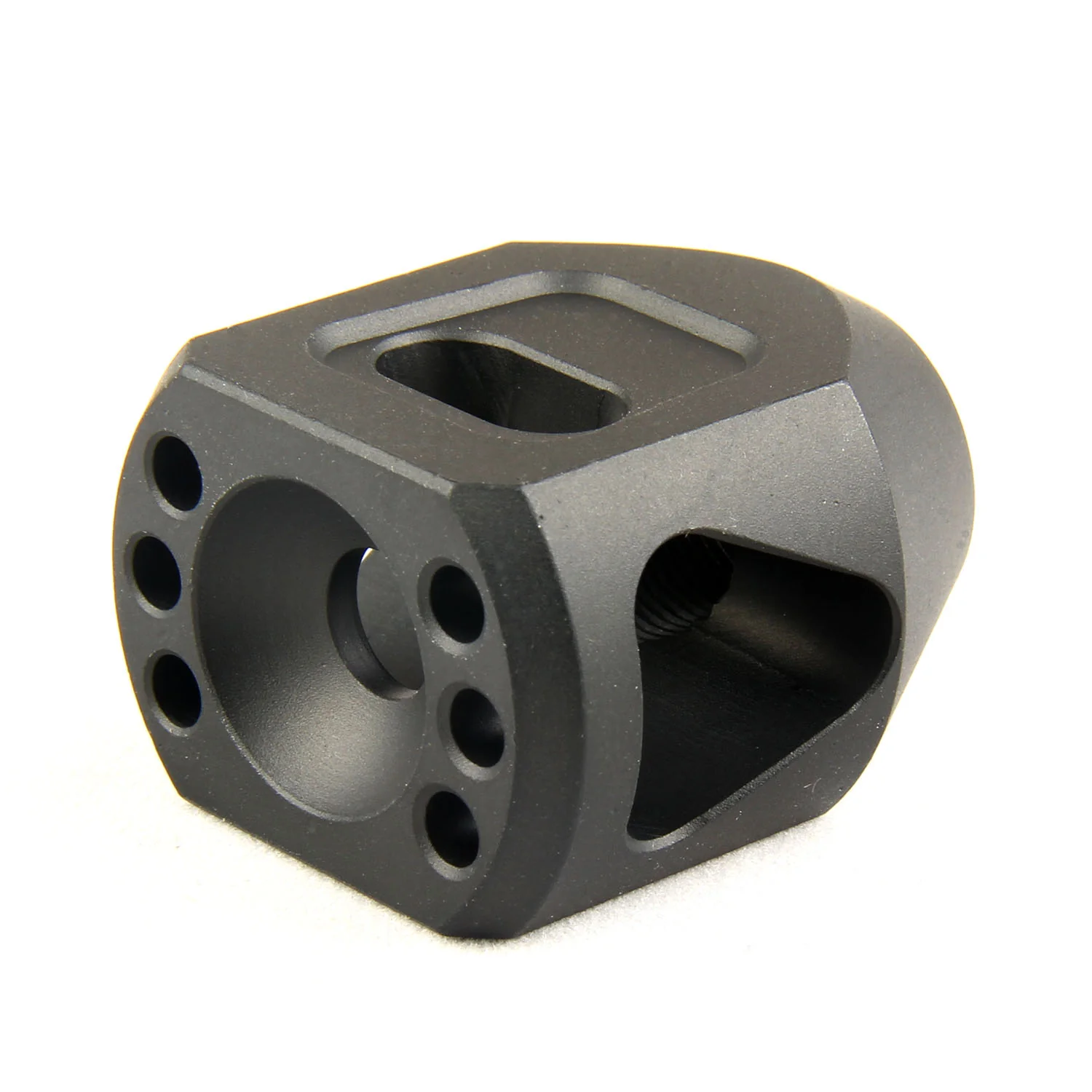 Tanker Style Short Muzzle Brake Triangular Baffl 1/2x28 Pitch for 223 - Image 3