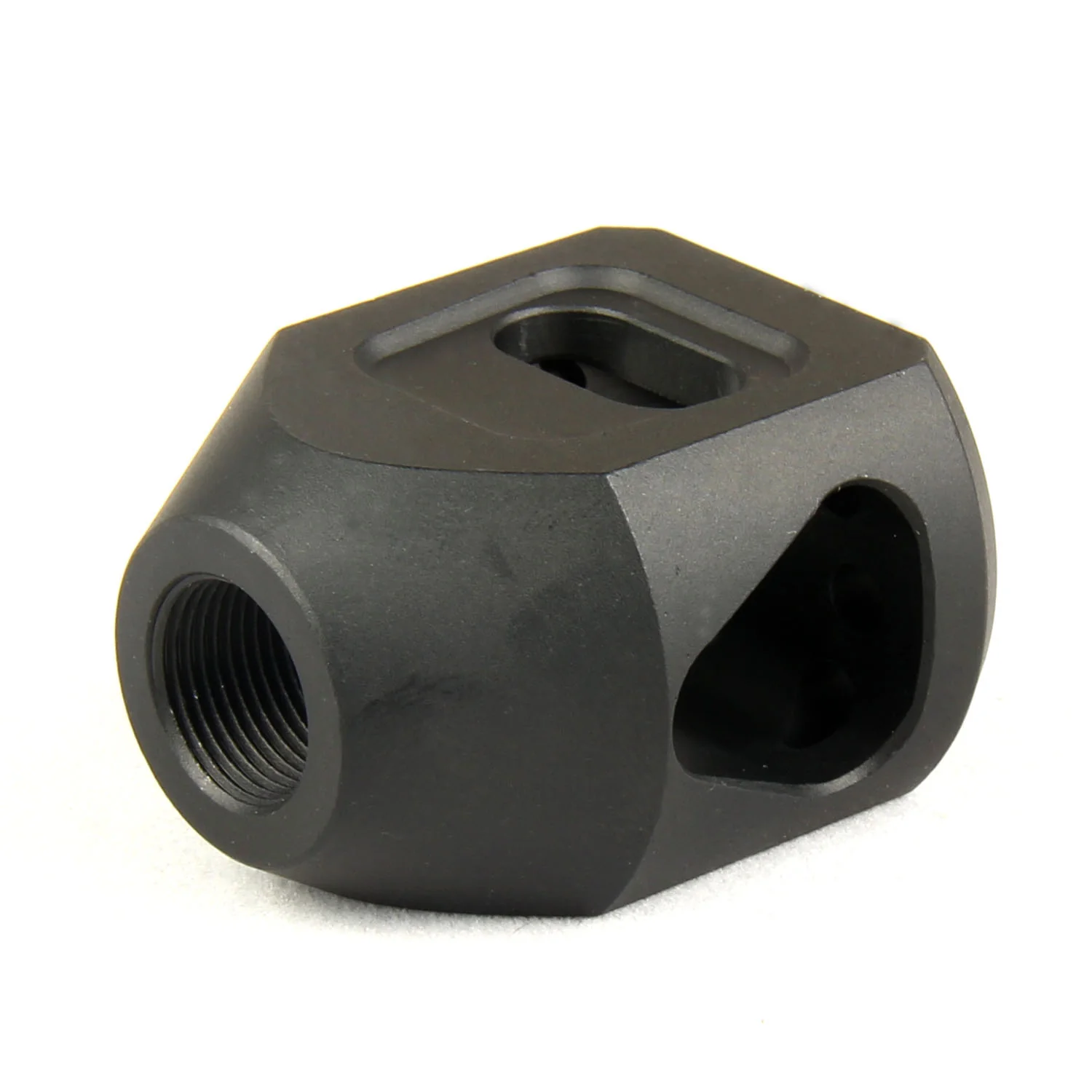 Tanker Style Short Muzzle Brake Triangular Baffl 1/2x28 Pitch for 223 - Image 4